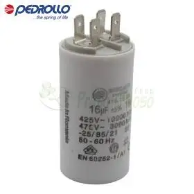 16 F – 16 Mikrofarad Kondensator 450 VL Pedrollo - 1