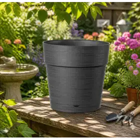 Save pot - 29 cm round anthracite pot Deroma - 1