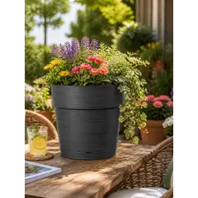 Save pot - Vaso tondo da 48 cm antracite Deroma - 1