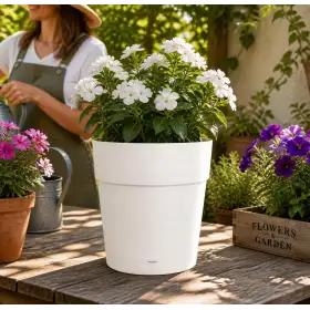Save pot - 48 cm white round pot Deroma - 1