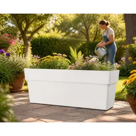 Jardinière en forme de cassette blanche de 99 cm - Style bac Deroma - 1