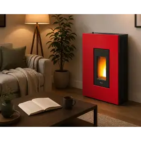 Madison 5 red pellet stove by Pegaso