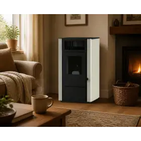 Dora 9.5 kW ivory pellet stove with remote