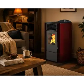 Stufa a pellet Lory 9.5 kW rossa - design moderno